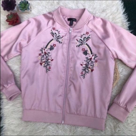 Aqua Embroidered Pink Bomber Jacket - Picture 4 of 14